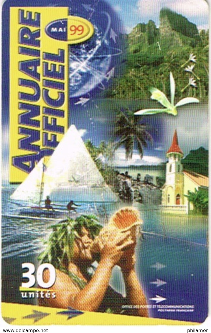 Polynesie Francaise Tahiti Telecarte Phonecard Prepaid PF85 Ou 85A Annuaire 1999 Conque Eglise Ut TBE - Polynésie Française