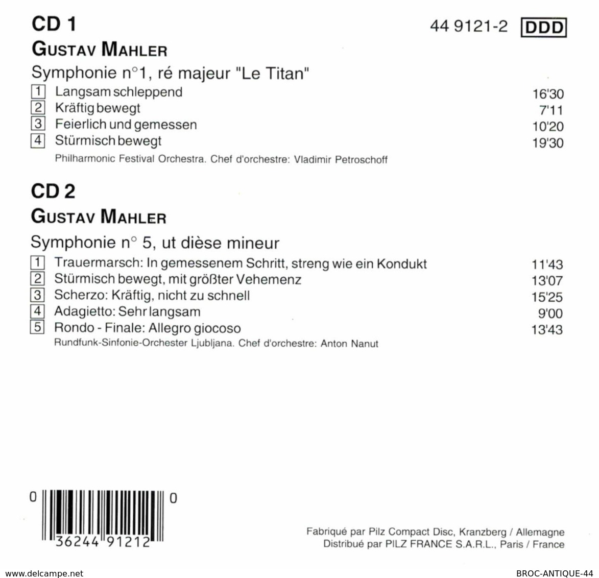 CD N°810 - GUSTAV MAHLER - COMPILATION 2 CD - Classique