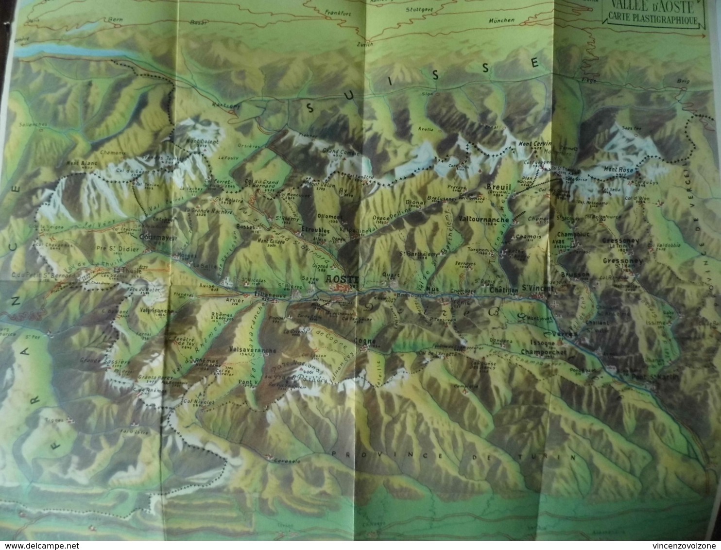 Mappa "VALLEE' D'AOSTE CARTE PLASTIGRAPHIQUE" Bureau Regional Du Turisme, Aoste  Anni '50 - Cartes Géographiques