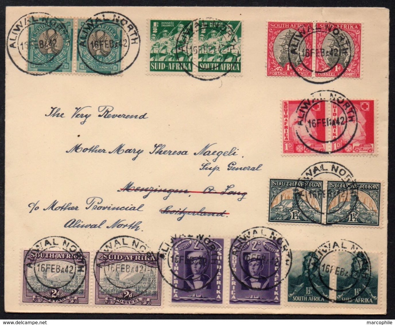 AFRIQUE DU SUD - SOUTH AFRICA - ALIWAL NOTH / 1942 PAIRES SUR LETTRE  (ref 5410) - Covers & Documents