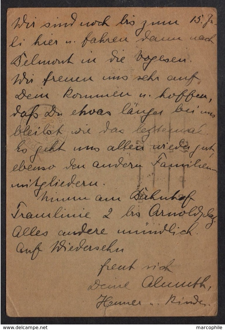 TYPE "DUVAL" / 1928 TAXE DE POSTE RESTANTE SUR ENTIER POSTAL POUR PARIS  (ref LE2811) - 1859-1959 Lettres & Documents