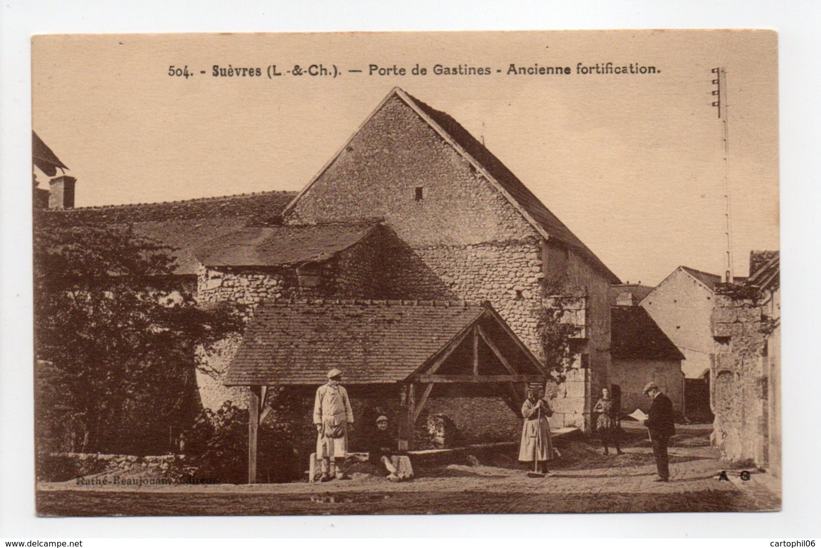- CPA SUÈVRES (41) - Porte De Gastines - Ancienne Fortification (avec Personnages) - Edition Rathé-Beaujouan 504 - - Otros & Sin Clasificación
