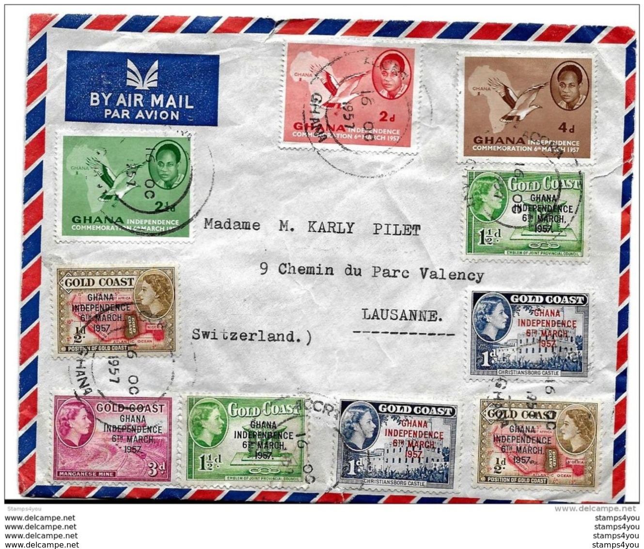 127 - 45 - Enveloppe Envoyée D'Accra En Suisse  1957 - Attention Légers Plis - Ghana (1957-...)