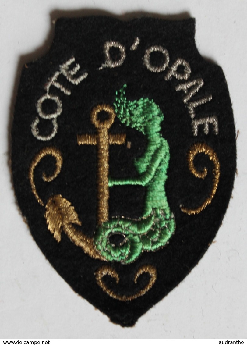 écusson Brodé Ancien Côte D'Opale Armoiries Blason Sirène Et Ancre Marine - Ecussons Tissu