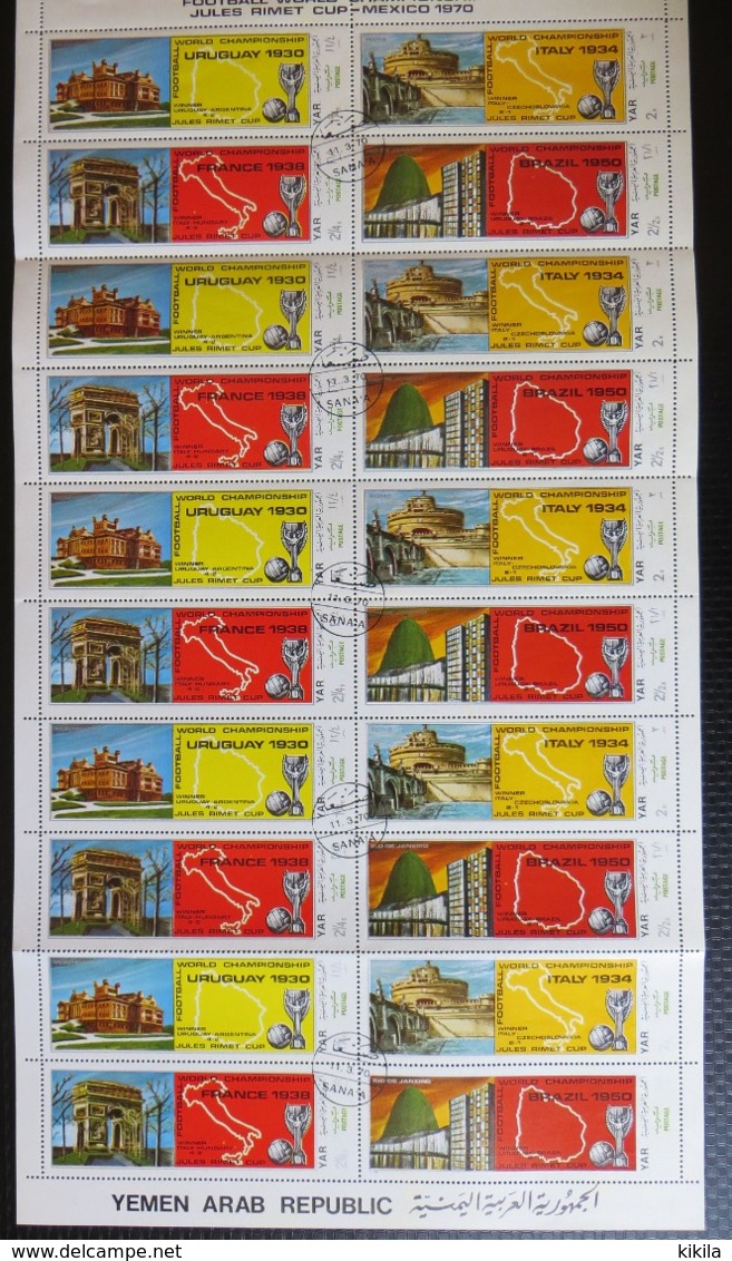 Planche De 5 Blocs De 4 Timbres Différents Oblitérés Y.A.R. Yemen Arab Republic Football World Championship 1930-1934-* - Sonstige & Ohne Zuordnung