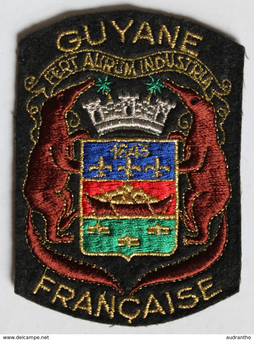 Grand écusson Brodé Ancien Guyane Française Armoiries Blason - Ecussons Tissu