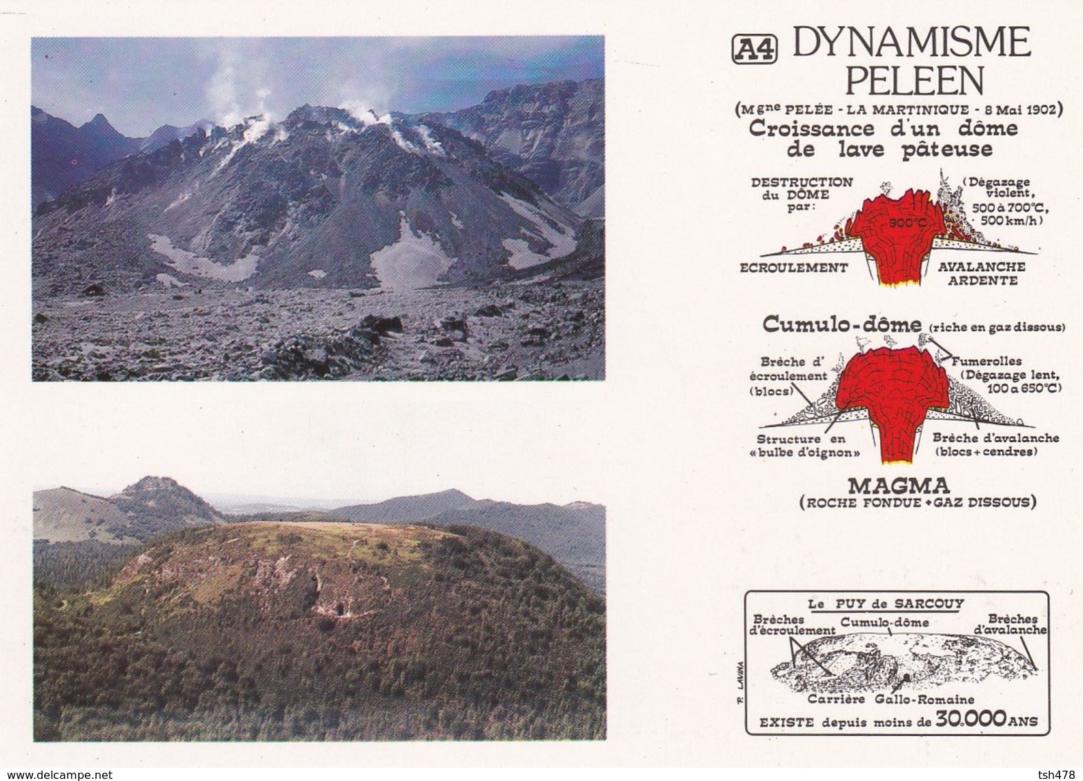 FRANCE---VOLCAN---DYNAMISME PELEEN--Le Puy Du Grand Sarcouy--volcanisme En Auvergne---voir 2 Scans - Autres & Non Classés