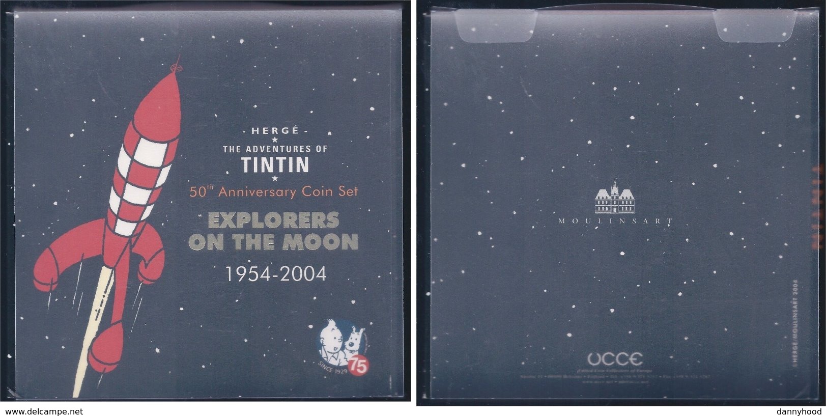 België/Belgique 2004 Hergé Tintin 50th Anniversary Coin Set Explorers On The Moon 1954-2004 - Autres & Non Classés