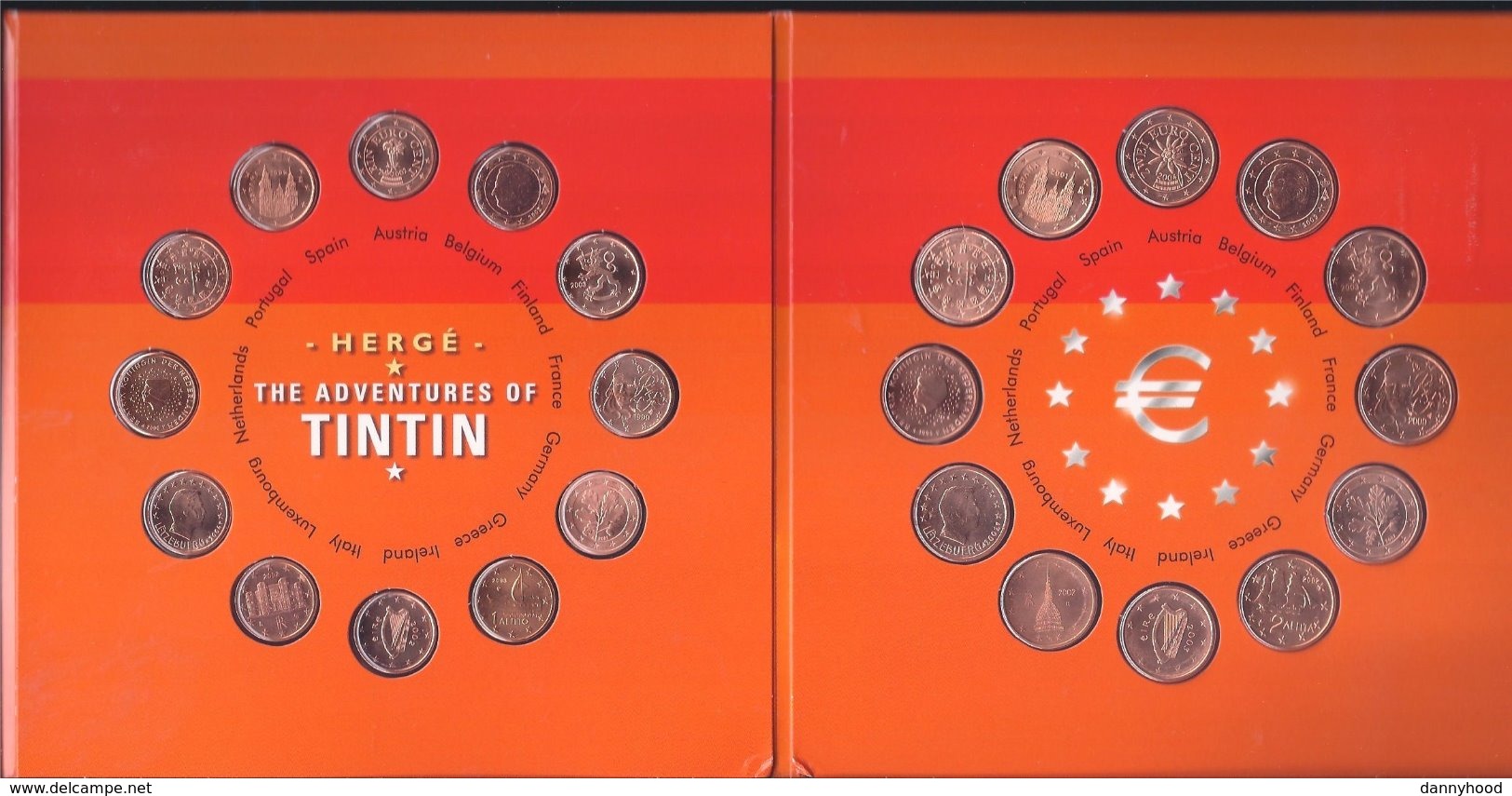 België/Belgique 2004 Hergé Tintin 50th Anniversary Coin Set Explorers on the Moon 1954-2004