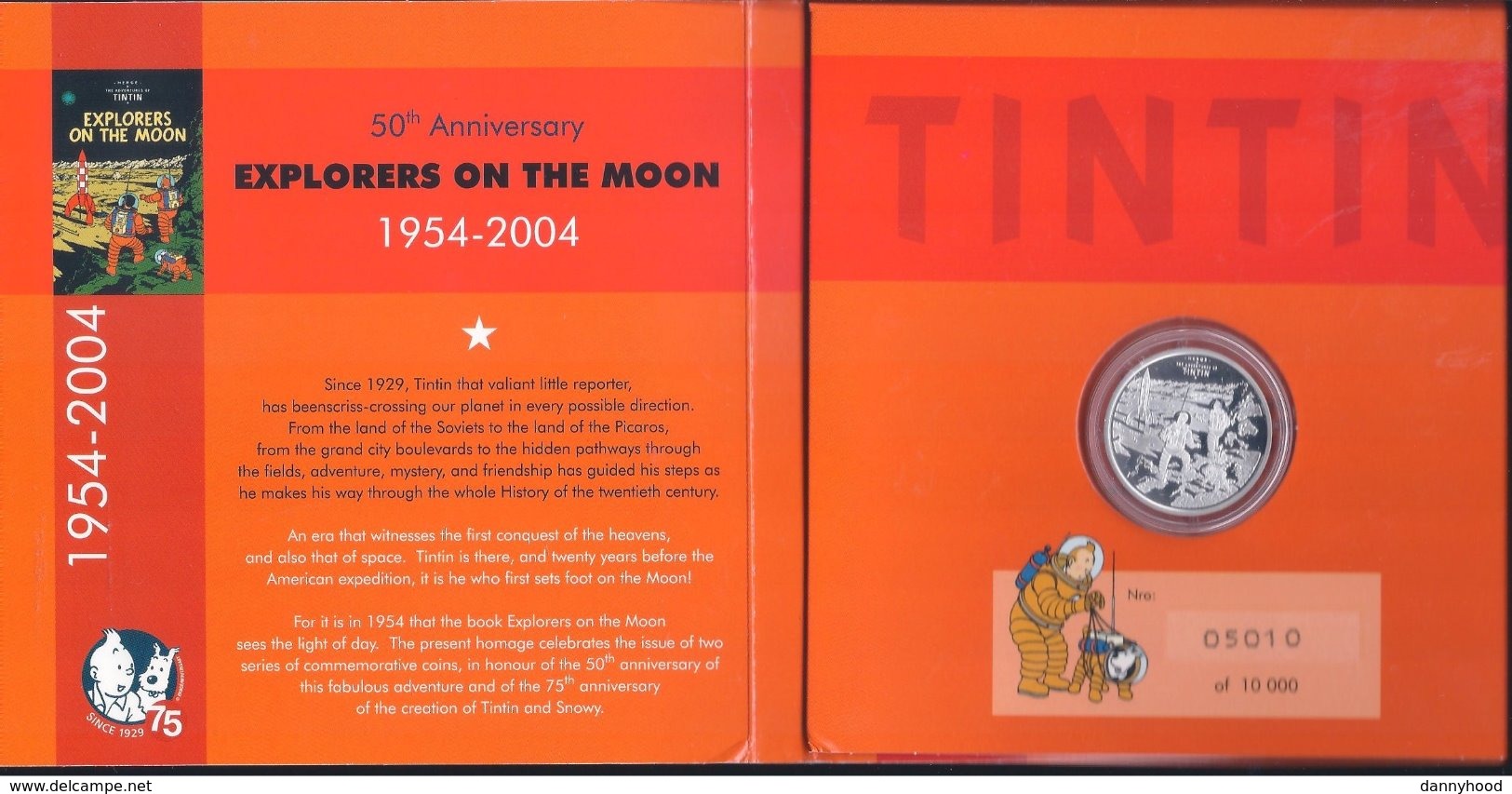 België/Belgique 2004 Hergé Tintin 50th Anniversary Coin Set Explorers on the Moon 1954-2004