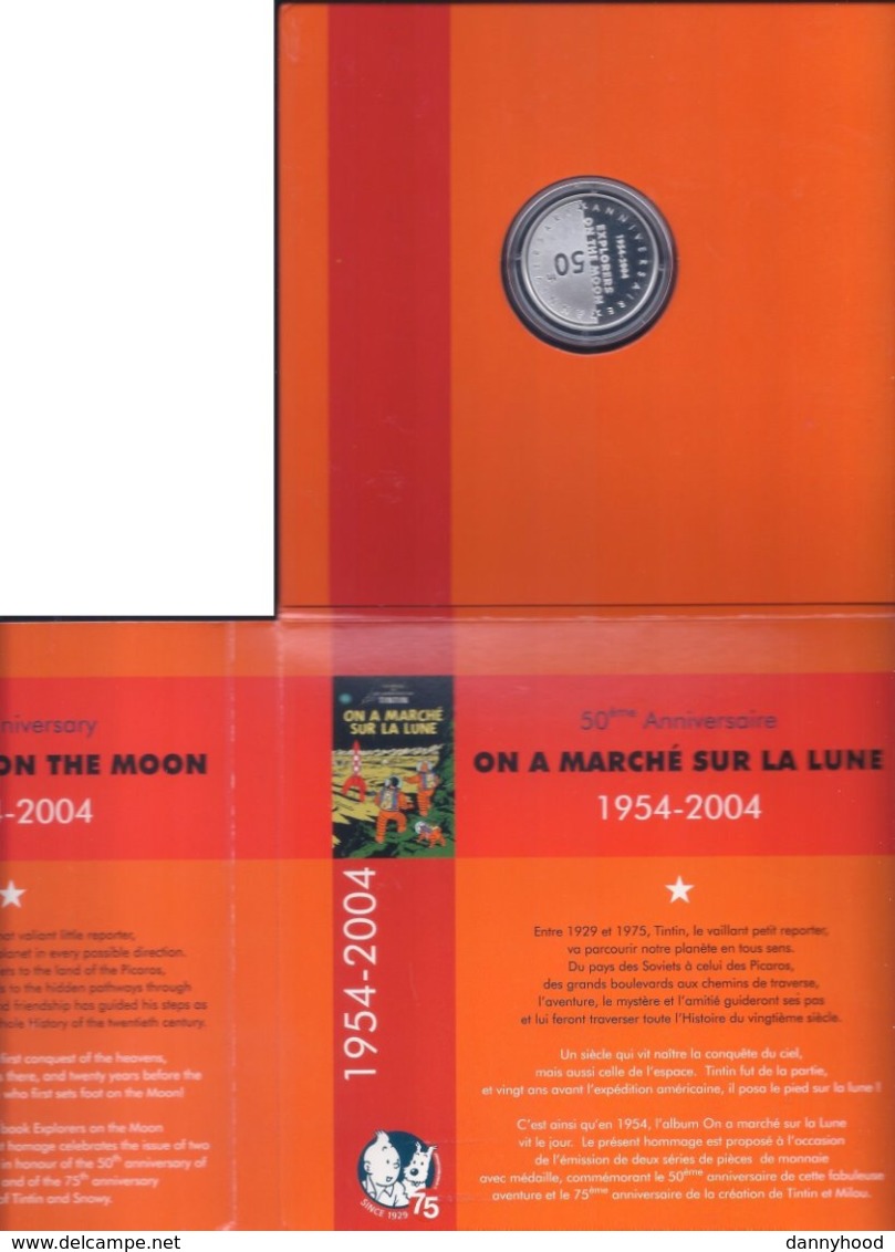 België/Belgique 2004 Hergé Tintin 50th Anniversary Coin Set Explorers on the Moon 1954-2004