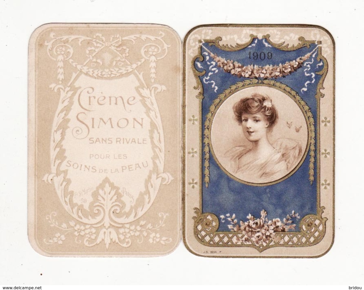 Calendrier De 1909    SAVON A LA CREME SIMON - Petit Format : 1901-20