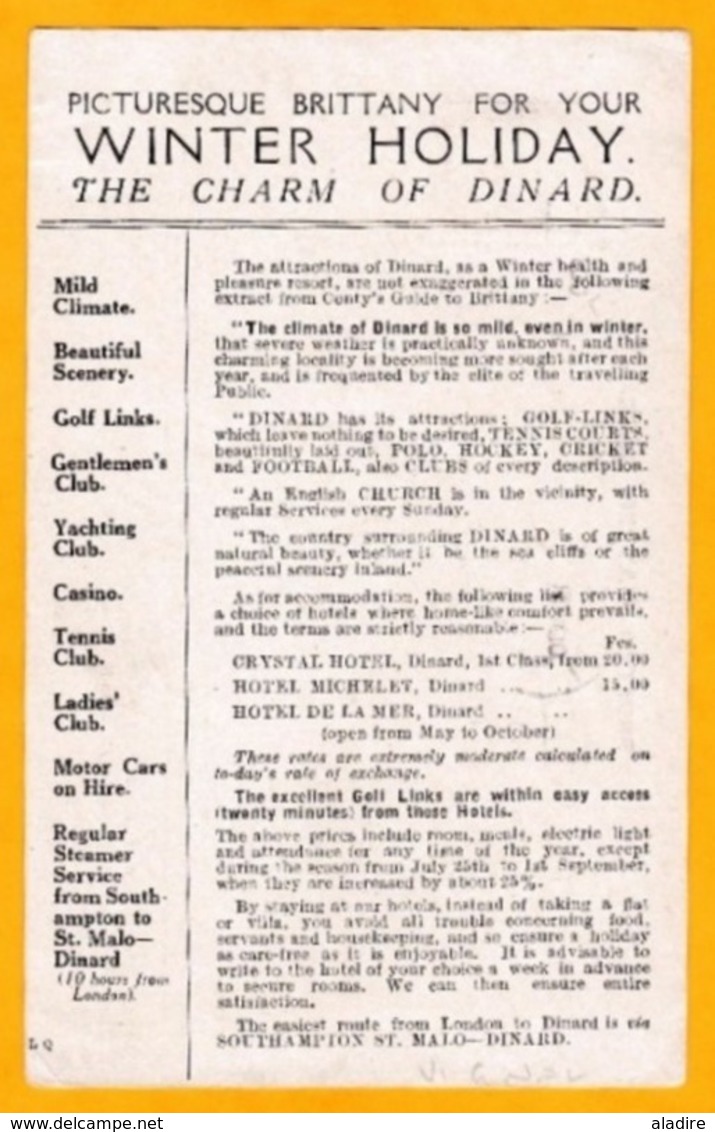 1921 CP Pub De Londres Vers Ensham, GB - Passez L'hiver à Dinard, Ille Et Vilaine, Bretagne, France  Par La Ligne Mariti - Lettres & Documents