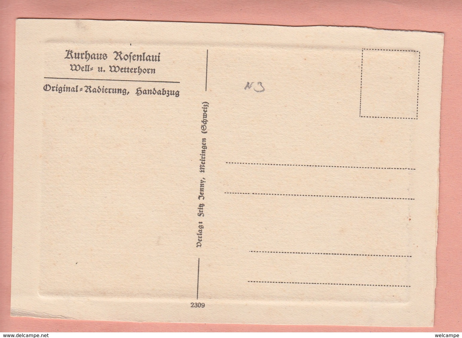 OLD POSTCARD - SWITZERLAND - SCHWEIZ -  SUISSE - ETCHING - RADIERUNG - KURHAUS ROSENLAUI - Otros & Sin Clasificación