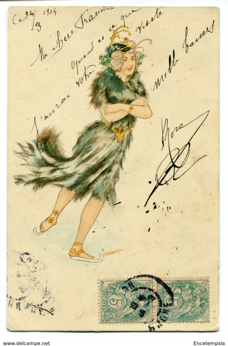 CPA - Carte Postale - Thème - Illustrateur - Jeune Femme - Patin à Glace - 1904 (I9997) - 1900-1949