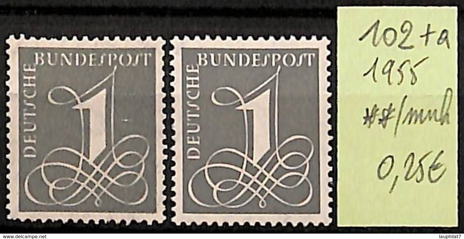 [825650]TB//**/Mnh-Allemagne 1955 - N° 102+A - Ungebraucht