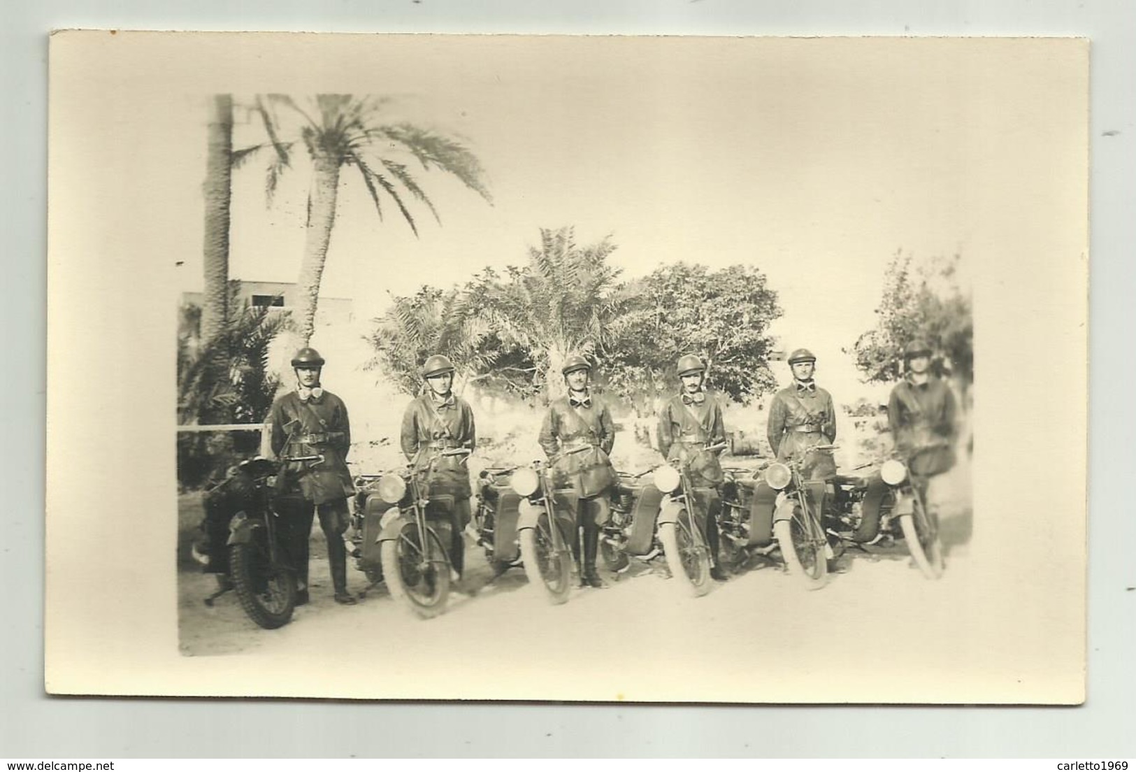 REPARTO MOTORIZZATO MILITARI ITALIANI MOTO GUZZI, CAMPAGNA D'AFRICA - FOTO SU CARTA AGFA - NV FP - Ausrüstung