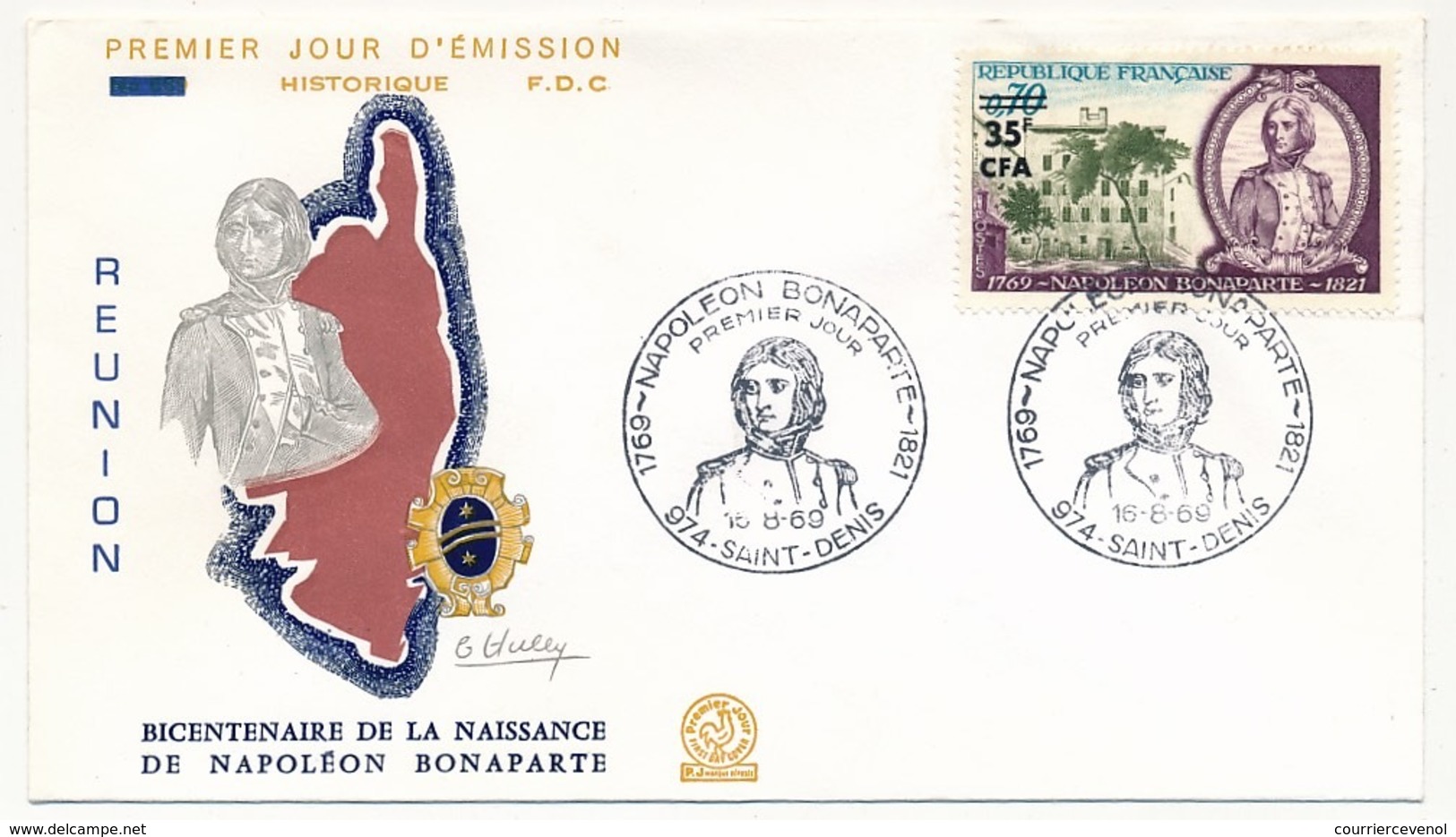 REUNION - Enveloppe FDC - Napoléon Bonaparte 1969 - Saint Denis - Lettres & Documents