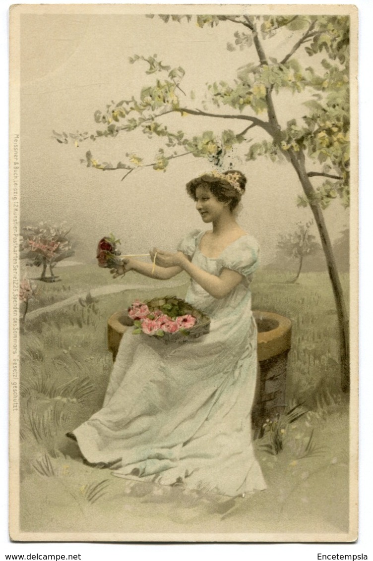 CPA - Carte Postale - Thème - Illustrateur - Jeune Femme - Fleurs (I10000) - 1900-1949