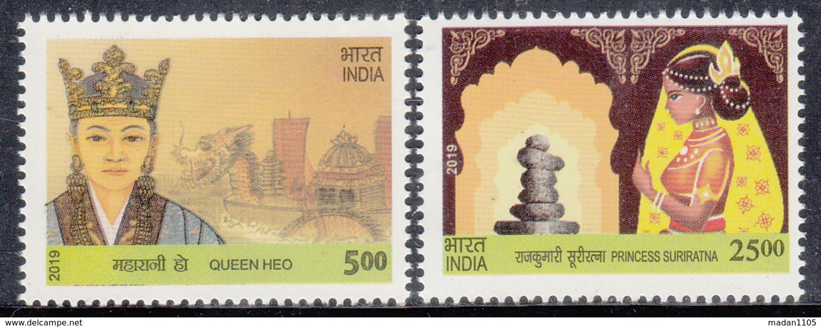 INDIA 2019 Set 2v INDIA KOREA 2nd Joint Issue, Queen HEO, Princess SURIRATNA, MNH(**) - Ongebruikt