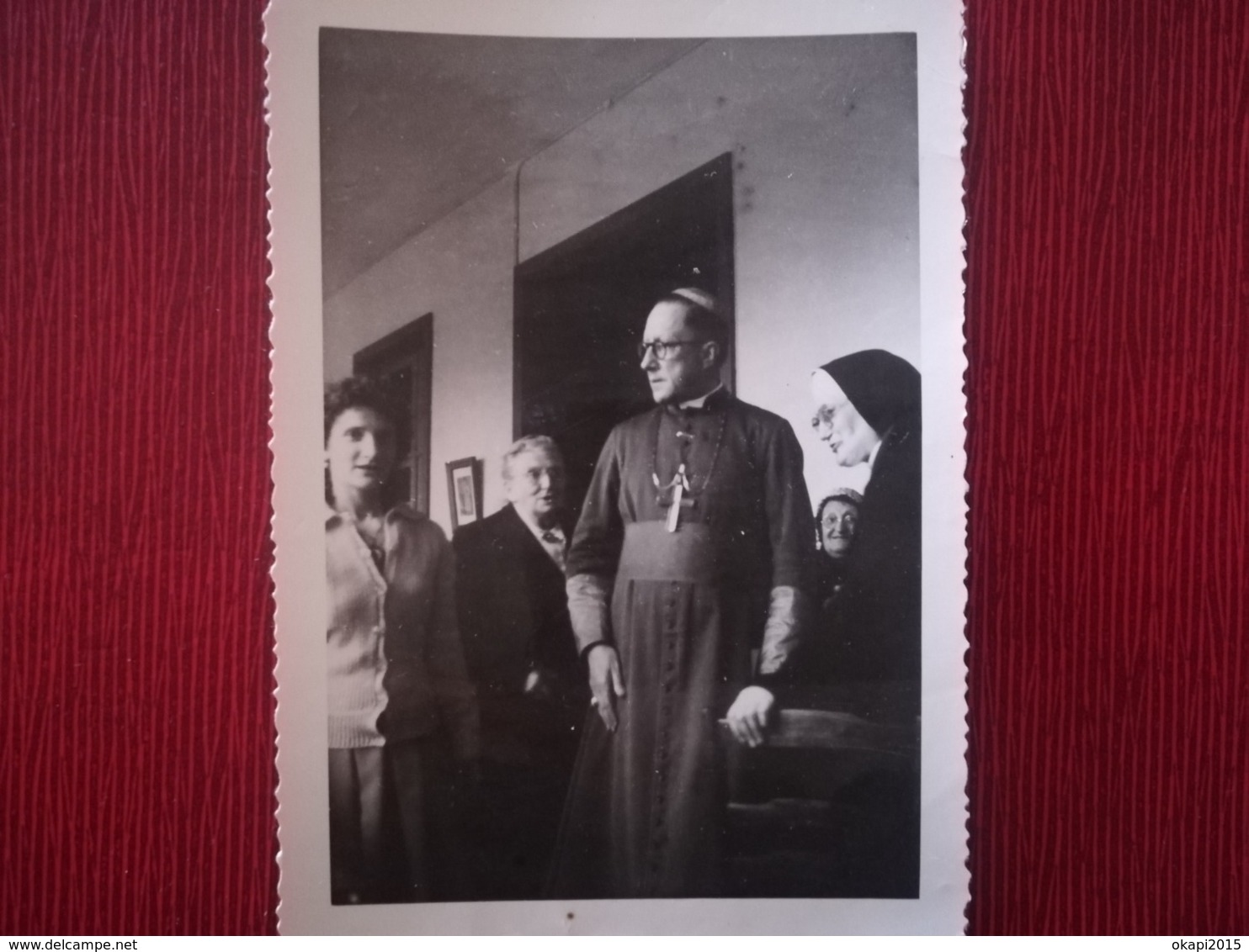 MGR Himmer ÉVÊQUE DE TOURNAI À BONNE- ESPÉRANCE EN 1961 3 PHOTOS + CARTE POSTALE CPA ÉGLISE ST- JACQUES HAINAUT BELGIQUE - Geïdentificeerde Personen