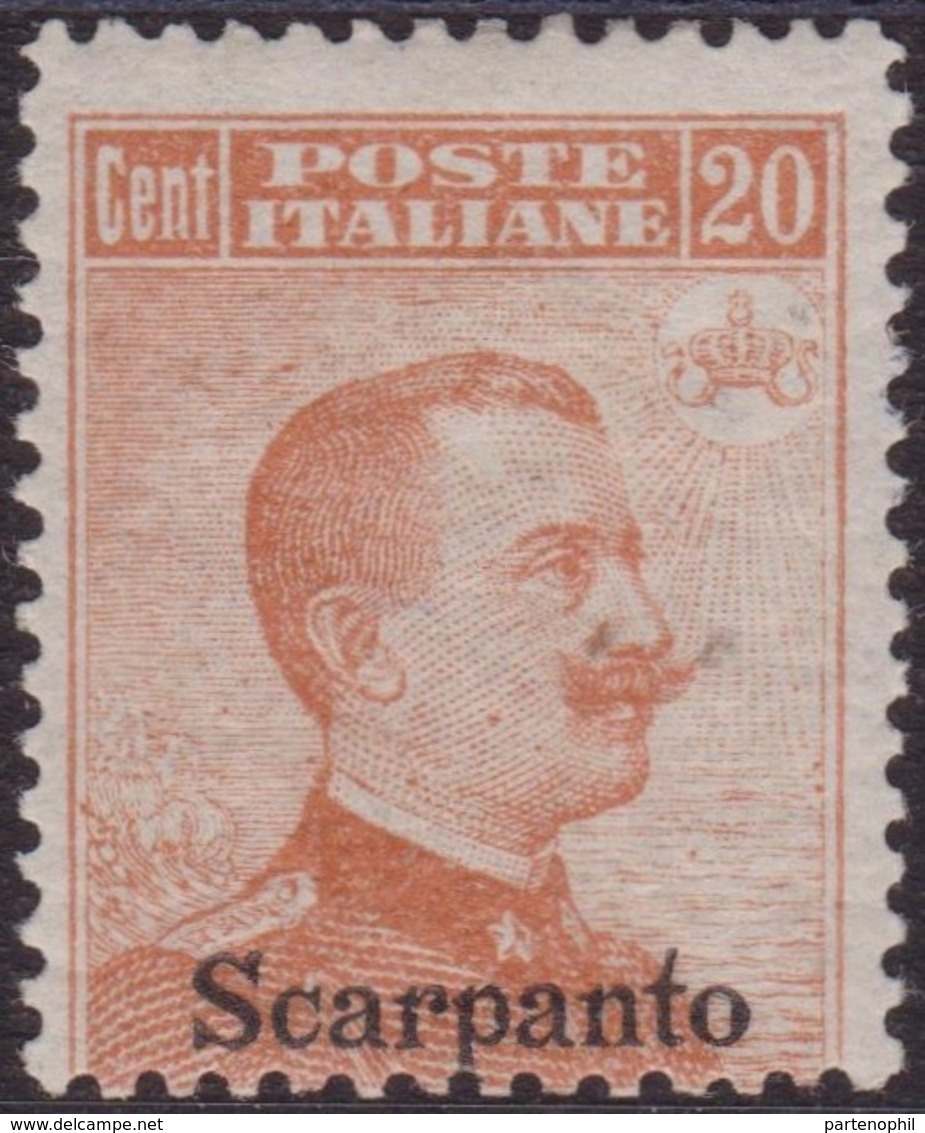 349 ** 1917 Scarpanto - F.lli D’Italia Soprastampato N. 9. Cat. € 550,00. SPL - Egeo (Scarpanto)