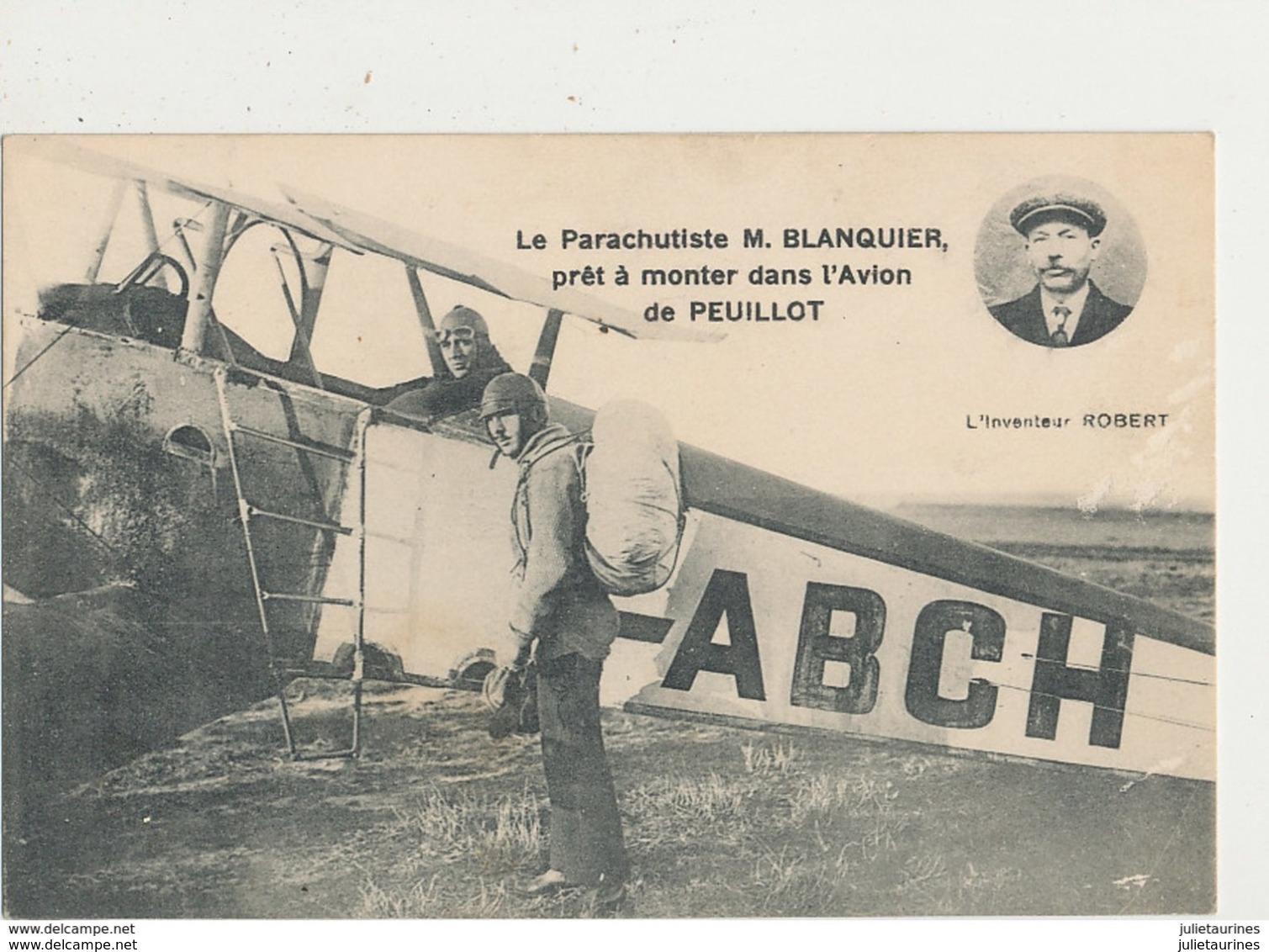 LE PARACHUTISTE M BLANQUIER PRET A MONTER DANS L AVION DE PEUILLOT CPA BON ETAT - Parachutisme