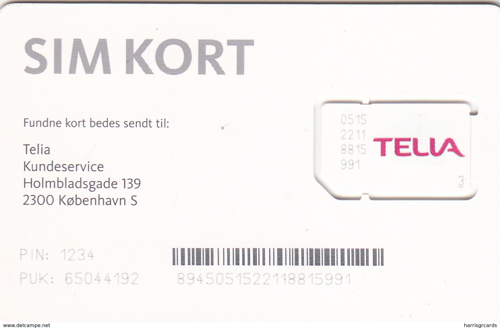 DENMARK - Telia SIM-Kort, GSM Card , Mint - Dänemark