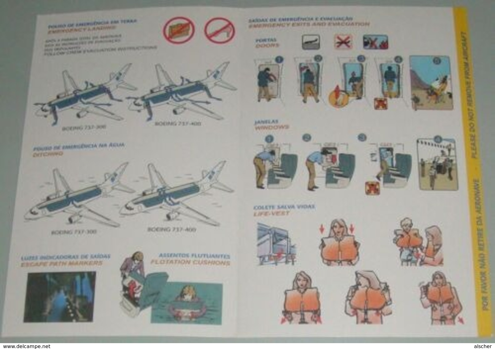 Airline Safety Card Boeing 737-300/400 BRA ROTATUR - Safety Cards