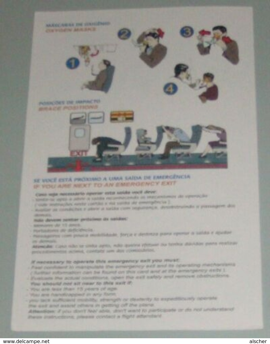 Airline Safety Card Boeing 737-300/400 BRA ROTATUR - Safety Cards