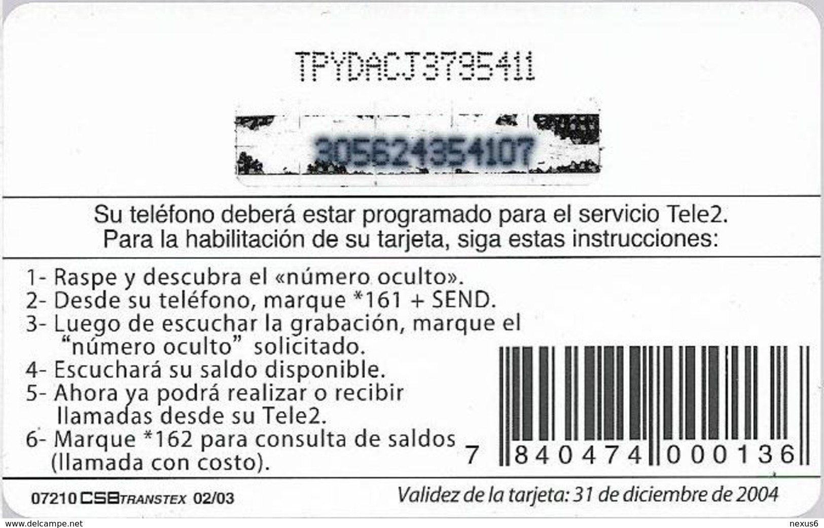 Paraguay - Tele2 - Smiling Woman, Prepaid 15.000Gs, Exp. 31.12.2004, Used - Paraguay