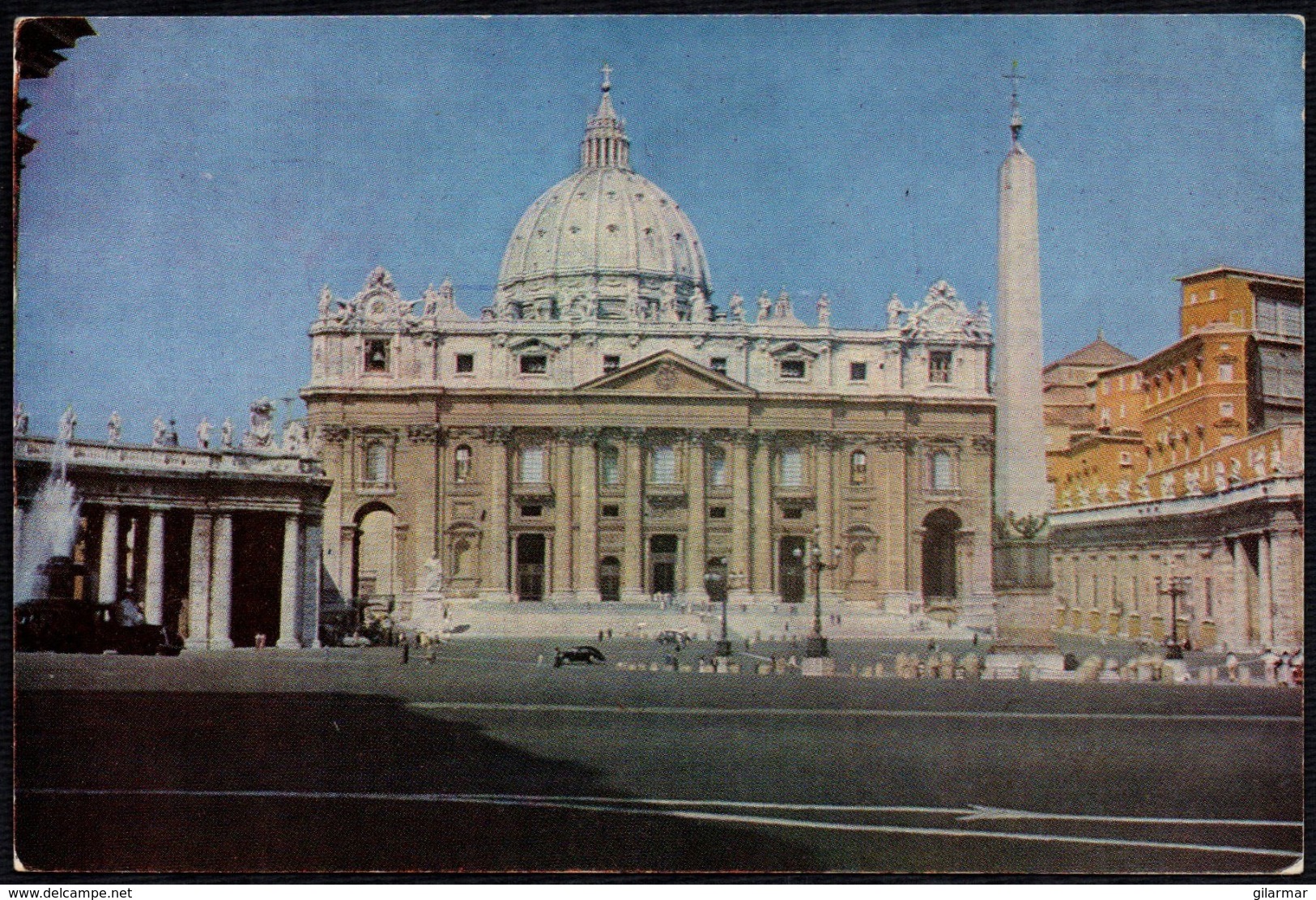 ACITTA' DEL VATICANO 1956 - PIAZZA SAN PIETRO - CARTOLINA VIAGGIATA - FRANCOBOLLO PAPA SILVESTRO I - Vaticano