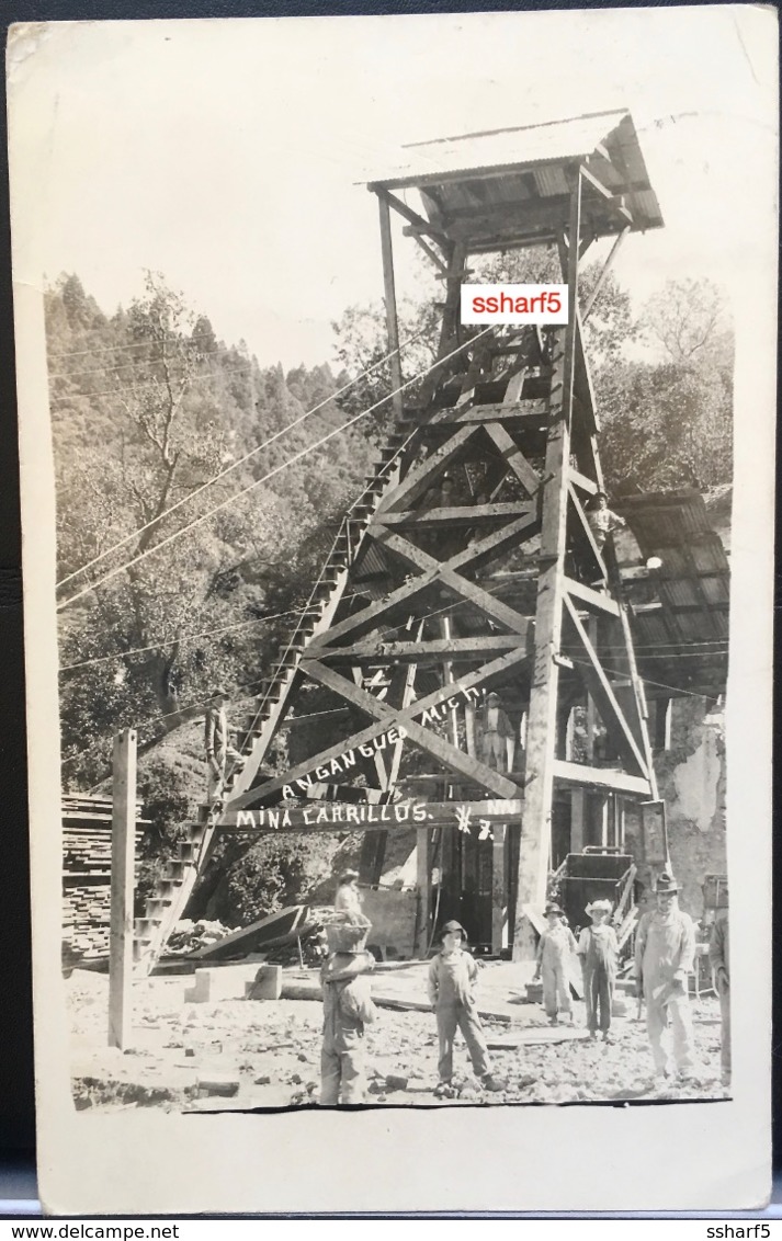 SILVER MINE Mexico Mina Carrillos Angangueo MICHOAGAN Real Photo 1926 Workers In Activity - Mexique