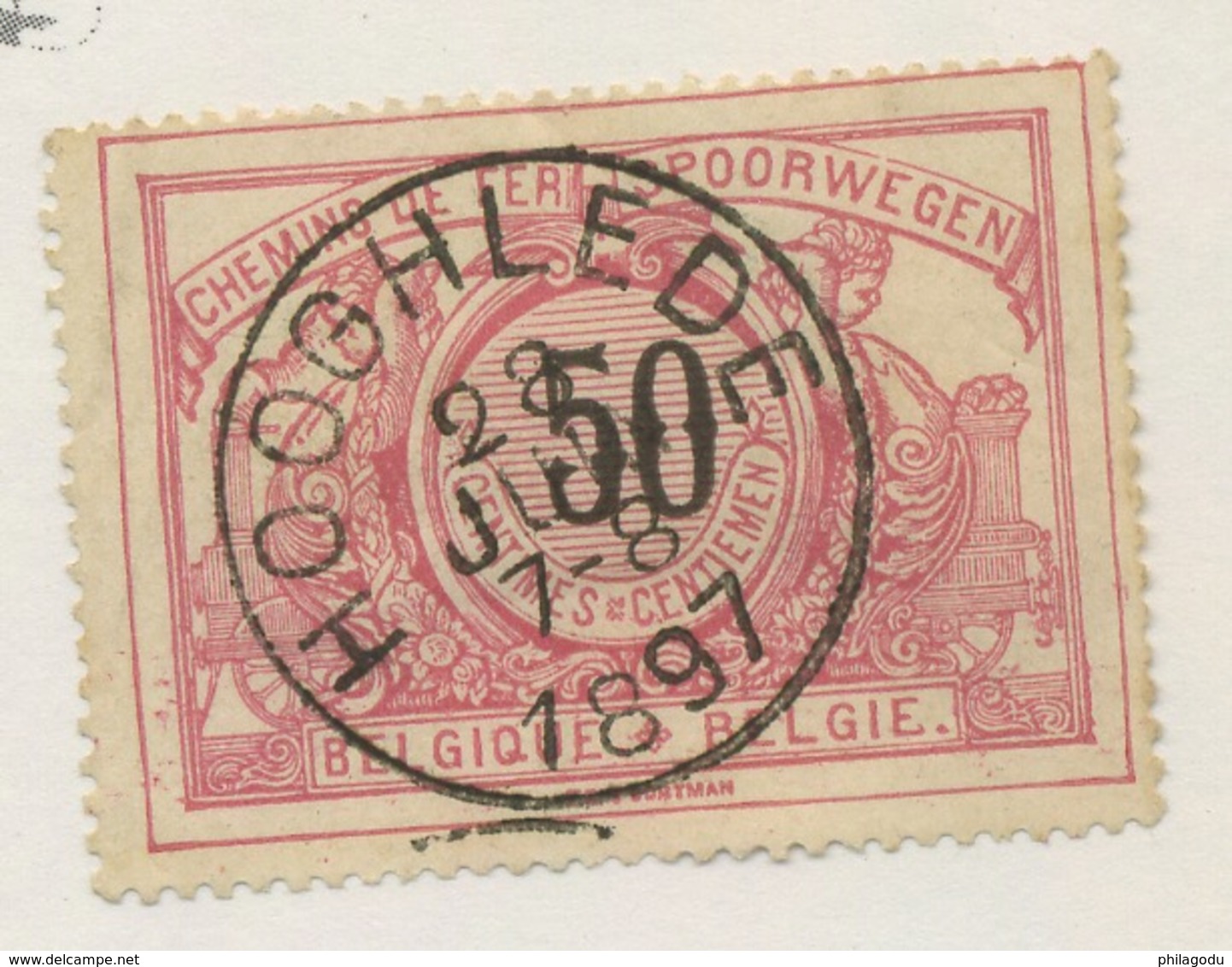 CF 21. 50c Rouge Qualité Luxe. Ø Ronde. Hooglede 1897 - Gebraucht