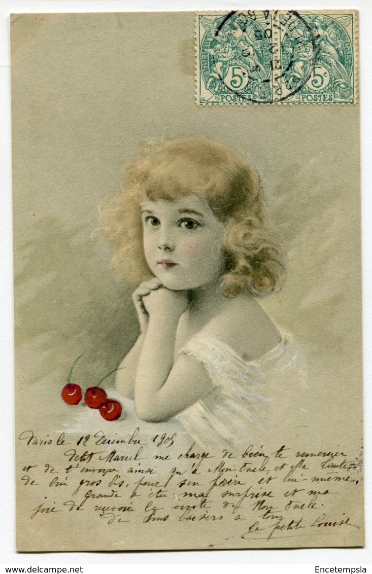 CPA - Carte Postale - Thème - Illustrateur - Petite Fille - Cerise - 1905 (I10007) - 1900-1949