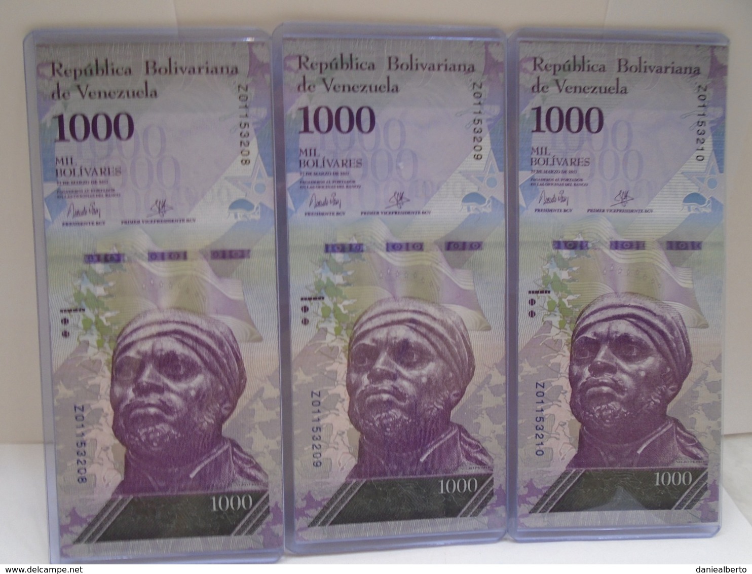 Venezuela, (3)1000 Pesos 2017, Replacement, Consecutive, UNC, Beautiful Bill About Animals. - Venezuela