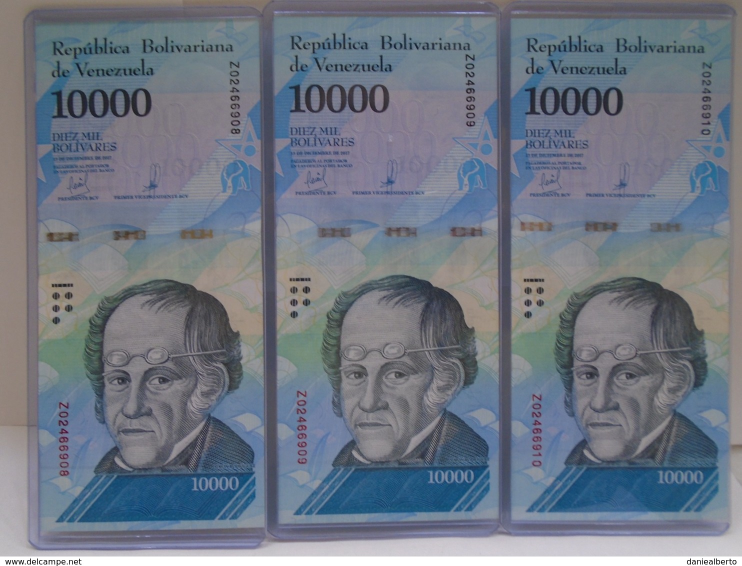 Venezuela, (3) 10000 Pesos 2017, Replacement, Consecutive, UNC, Beautiful Bill About Animals. - Venezuela