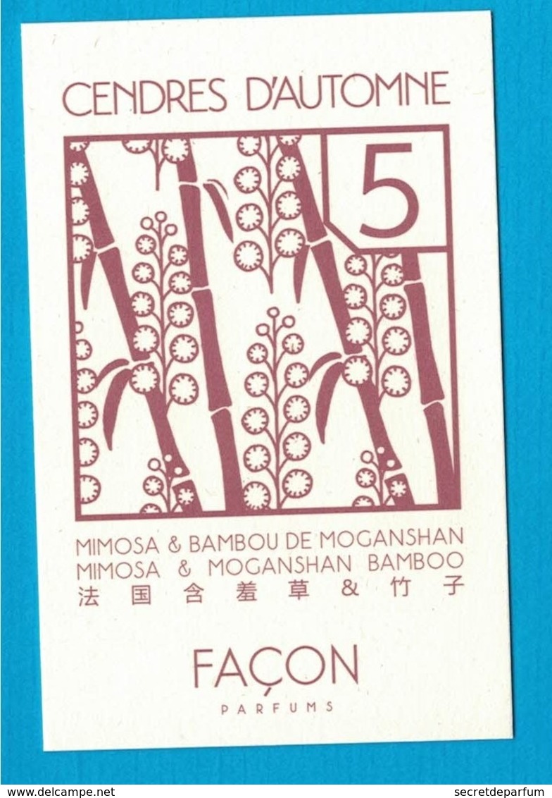 Cartes Parfumées Carte CENDRES  D'AUTOMNE  De FAÇON PARFUMS - Modernes (à Partir De 1961)