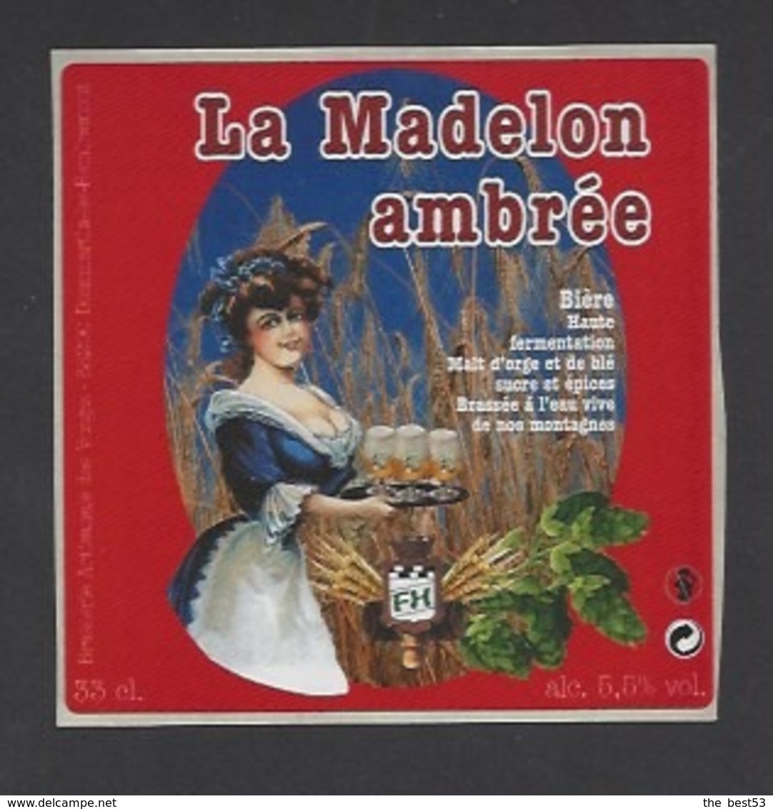 Etiquette De Bière Ambrée  -  La Madelon  - Brasserie Des Vosges  à  Saint Etienne Remiremont  (88) - Birra