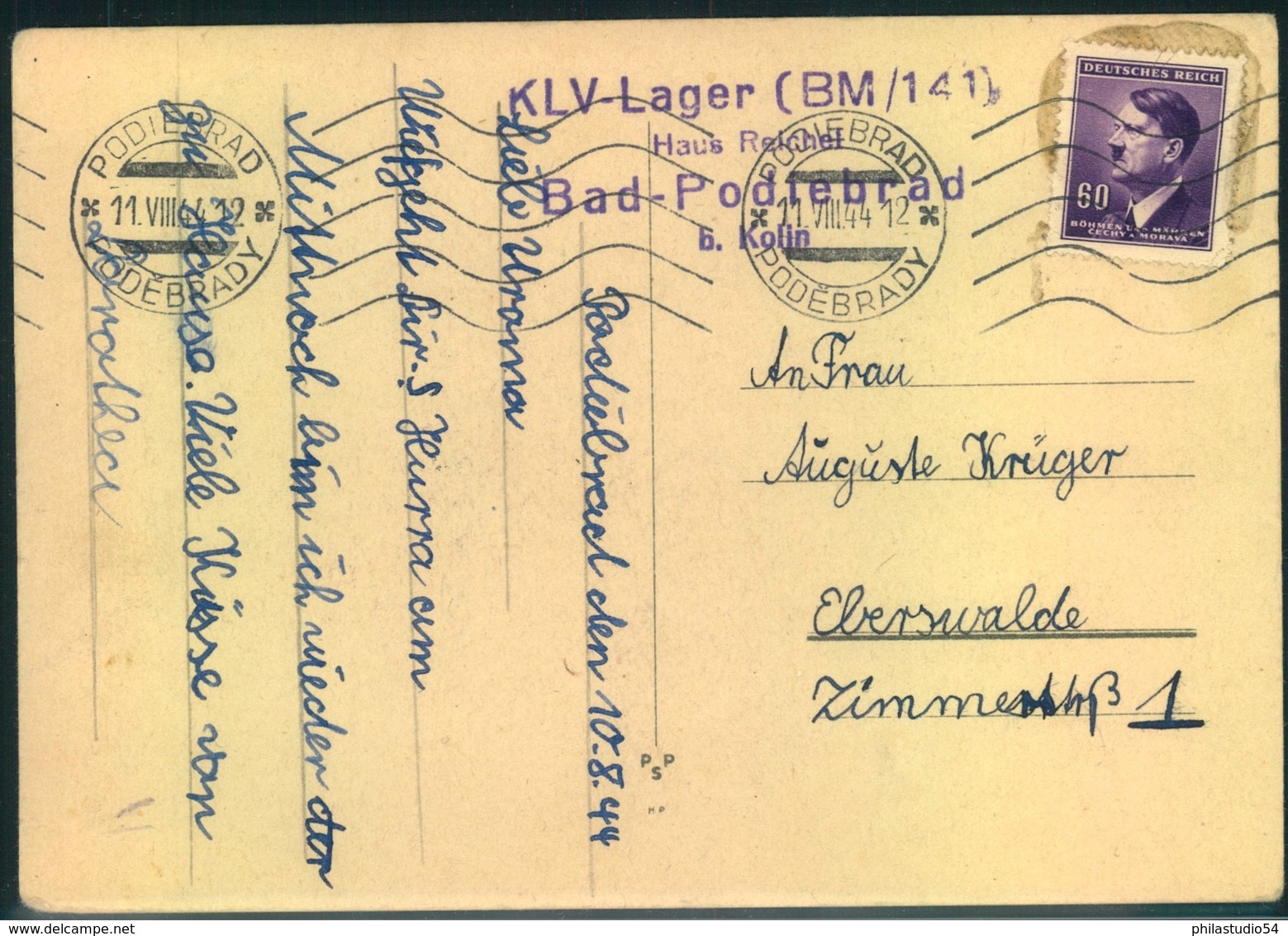 1944, Postkarte Aus Dem" KLV-LAGER  Bad Podiebrad" (Podebrady) - Autres & Non Classés