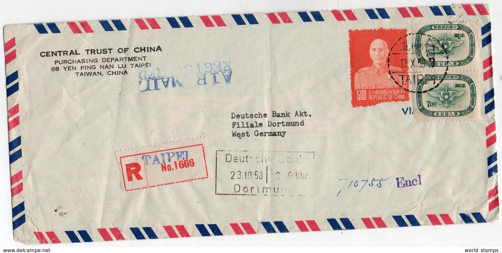 CHINE TAIWAN 1958 - Lettres & Documents