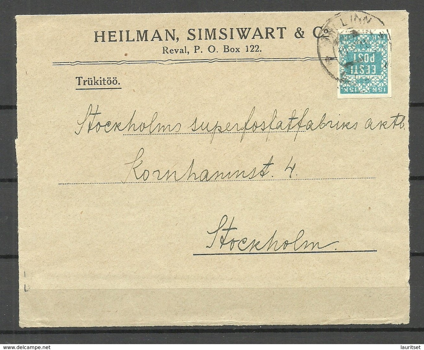 ESTLAND Estonia 1919 Michel 2 As Single Briefvorderseite Mit Klappe COVER FRONT (backside Missing) - Estland