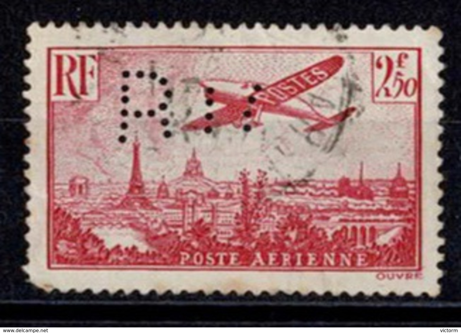 France Poste Aérienne 1936 - Avion Survolant Paris - YT N°11 - Oblitéré - 1927-1959 Oblitérés