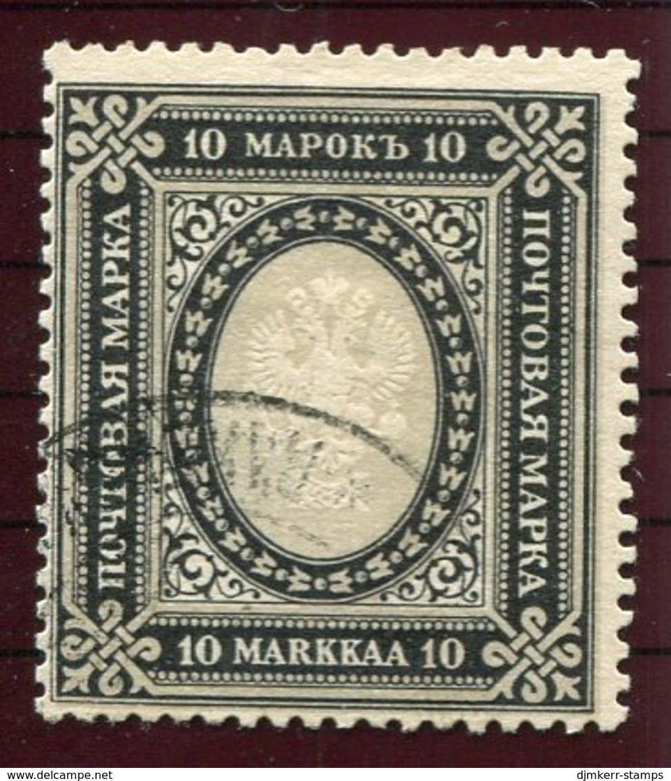 FINLAND 1913 Arms Of Russia 10 Markka On White Paper. Used.  Michel 60 Caw - Gebraucht