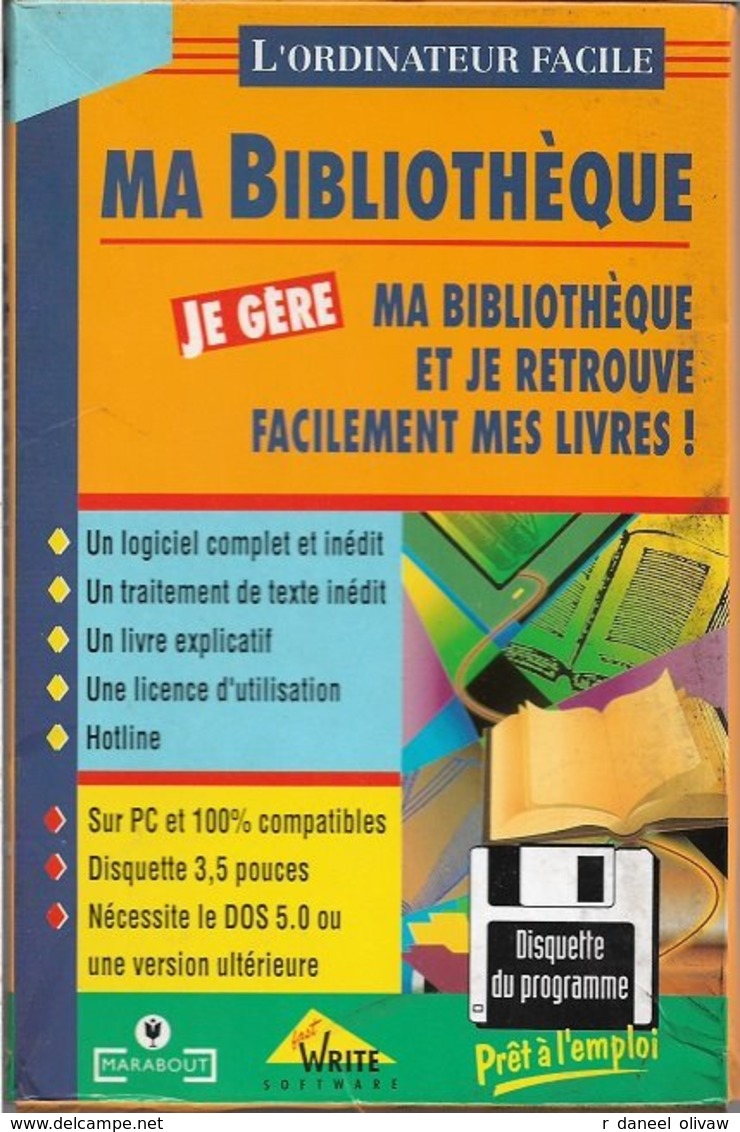 Logiciel Je Gère Ma Bibliothèque - Pour DOS 5.0 Ou Supérieur (1994, TBE) - Other & Unclassified