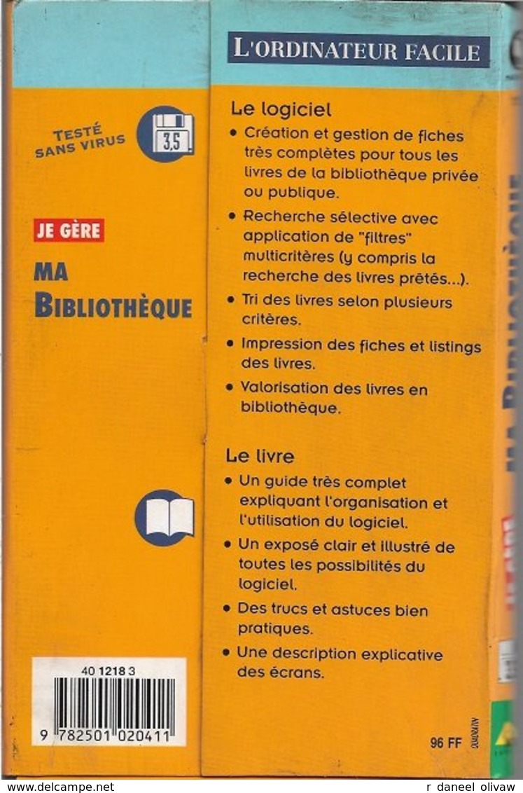 Logiciel Je Gère Ma Bibliothèque - Pour DOS 5.0 Ou Supérieur (1994, TBE) - Autres & Non Classés