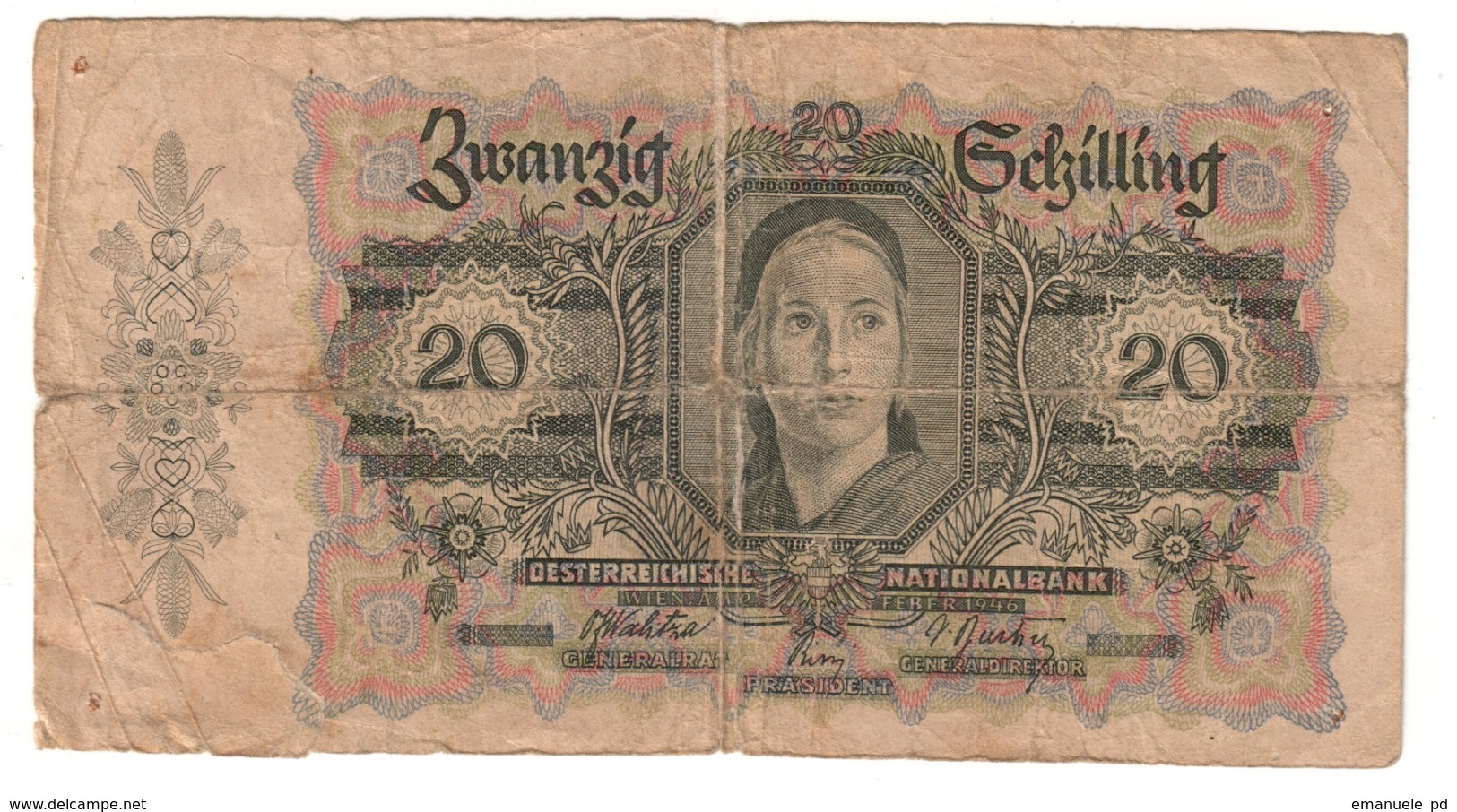 Austria 20 Shilling 1946 Repaired - Austria