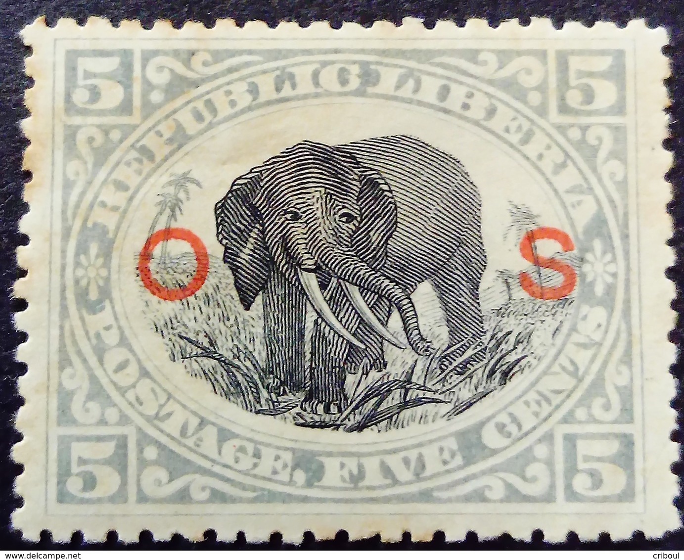 Liberia 1900 Animal Elephant Surchargé Overprinted O S Service Yvert S38 * MH - Liberia