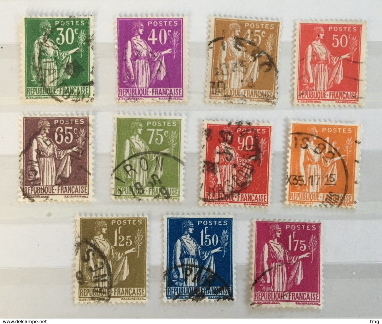 Timbre France 1932-33 YT 280 à 289 Type Paix (°) Obl (côte 12 Euros) – 496 - 1932-39 Vrede