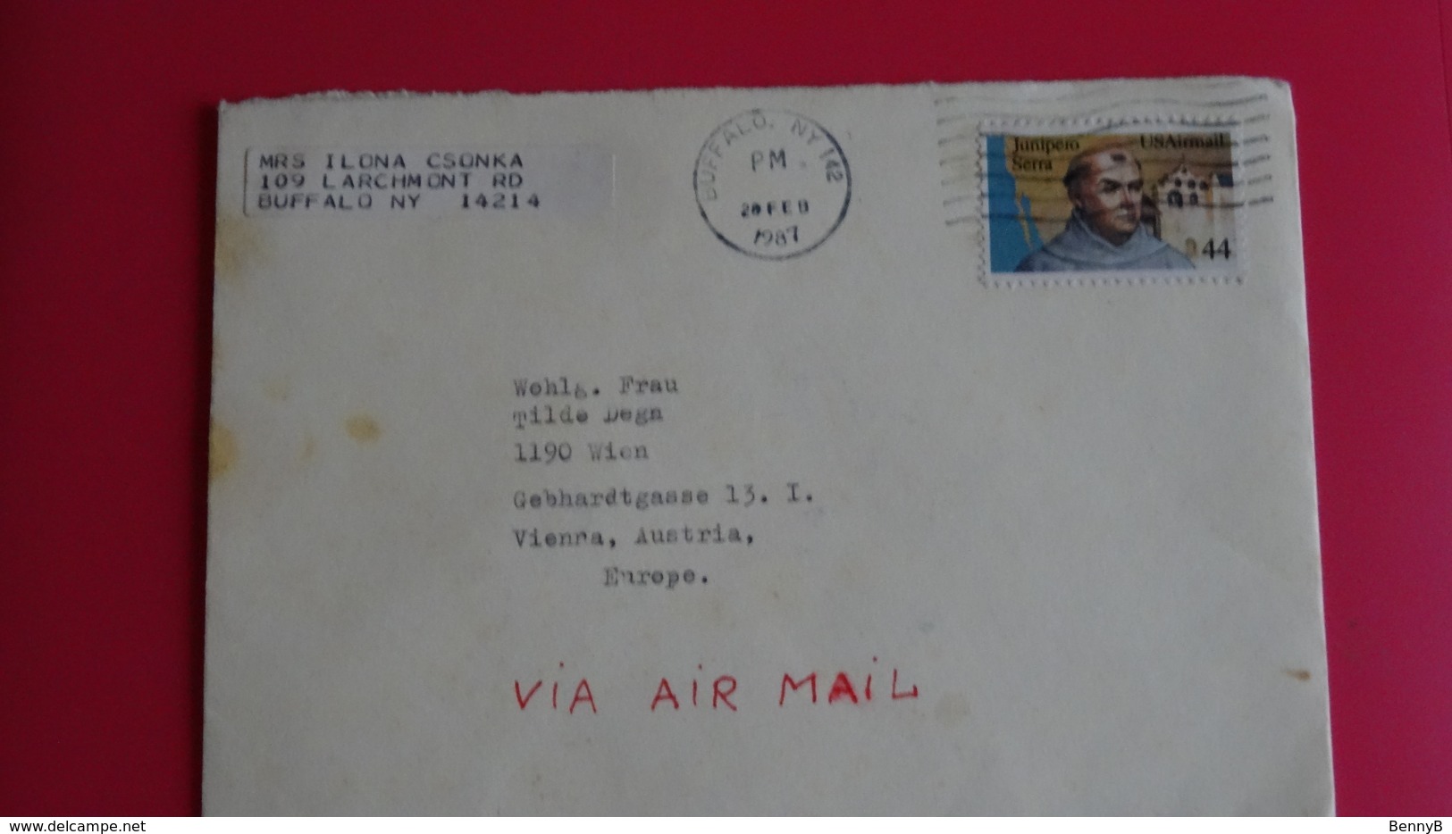 USA - 1987 Cover From BUFFALO - NY To VIENNA By Air Mail - Covers & Documents